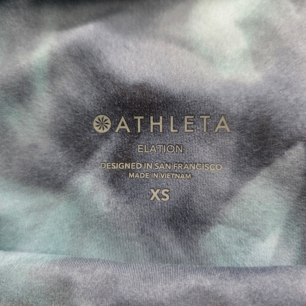 Athleta Elation Leggings High Rise Tie Dye Watercolor Blue Gray XS Yoga Tights - Picture 5 of 10